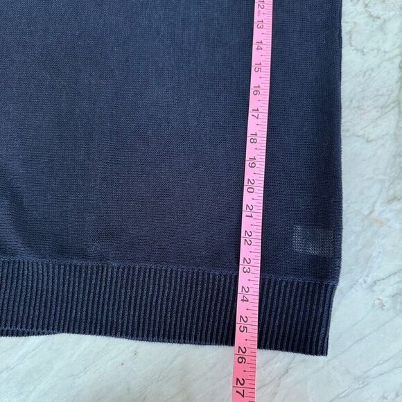 Talbots 100% linen loose knit short sleeve sweater size M navy blue - Picture 6 of 6